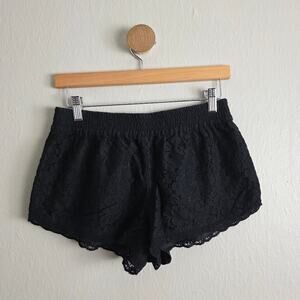 Aritzia Talula Black Floral Lace Mini Shorts - High Waisted Lined Medium